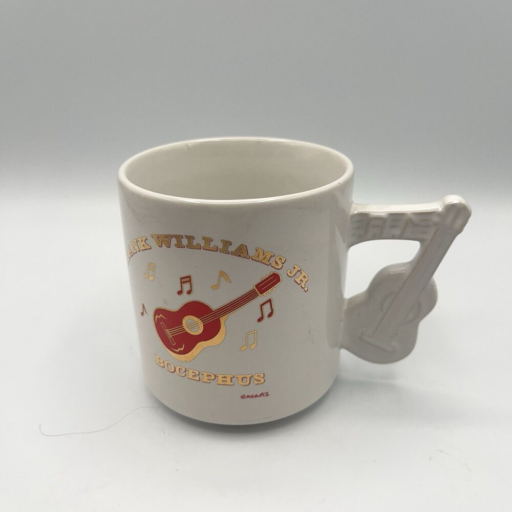 Hank Williams Bocephus Gold Lettered Guitar Handle Coffee Cup